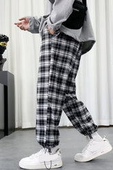 Dark Hip Hop Plaid Joggers Pants